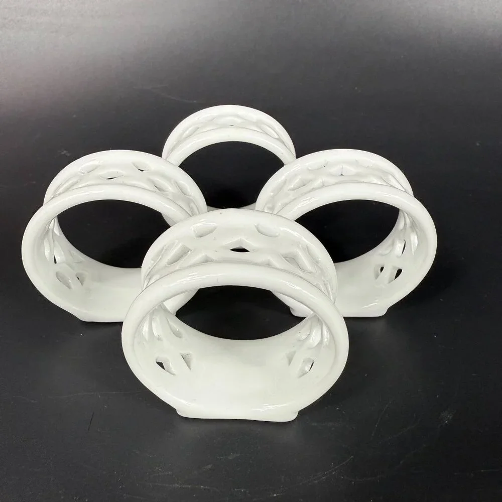 Mikasa Bridal Lace White Porcelain Napkin Rings Set Of 4 Elegant